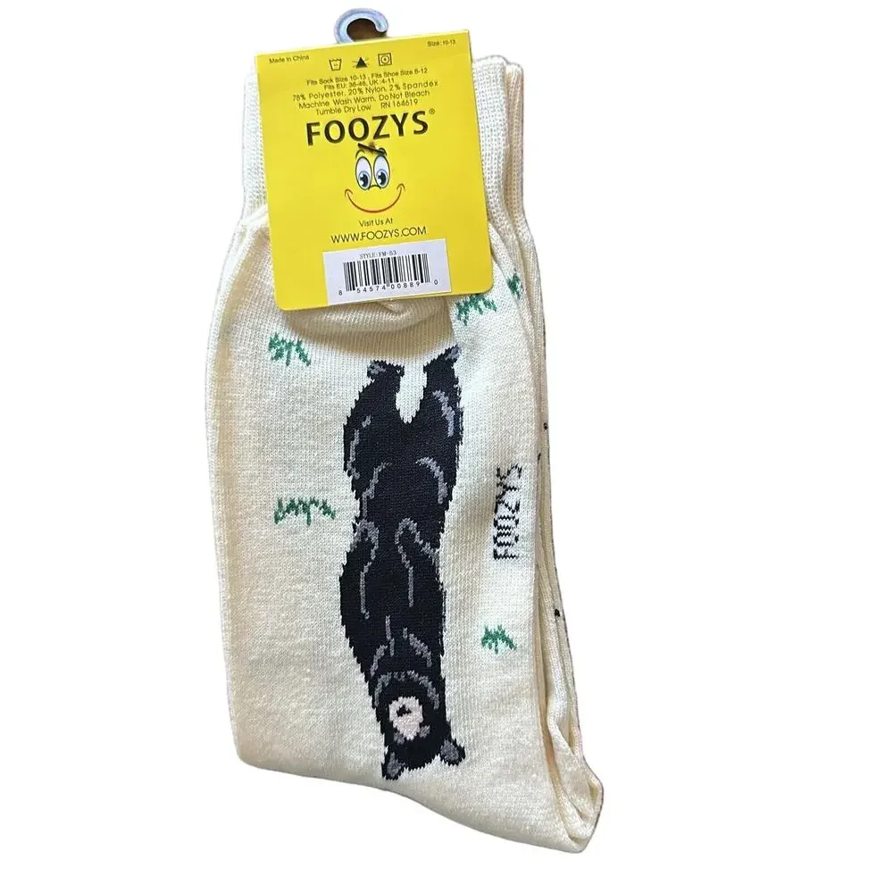 NWT Foozys Cream Great Smoky Mountains Bear Trees Crew Socks Men One Size